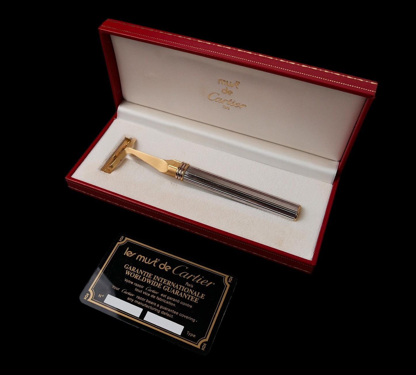 Rasoio da barba Cartier Santos NOS pasha lametta razor box garanzia vintage rare