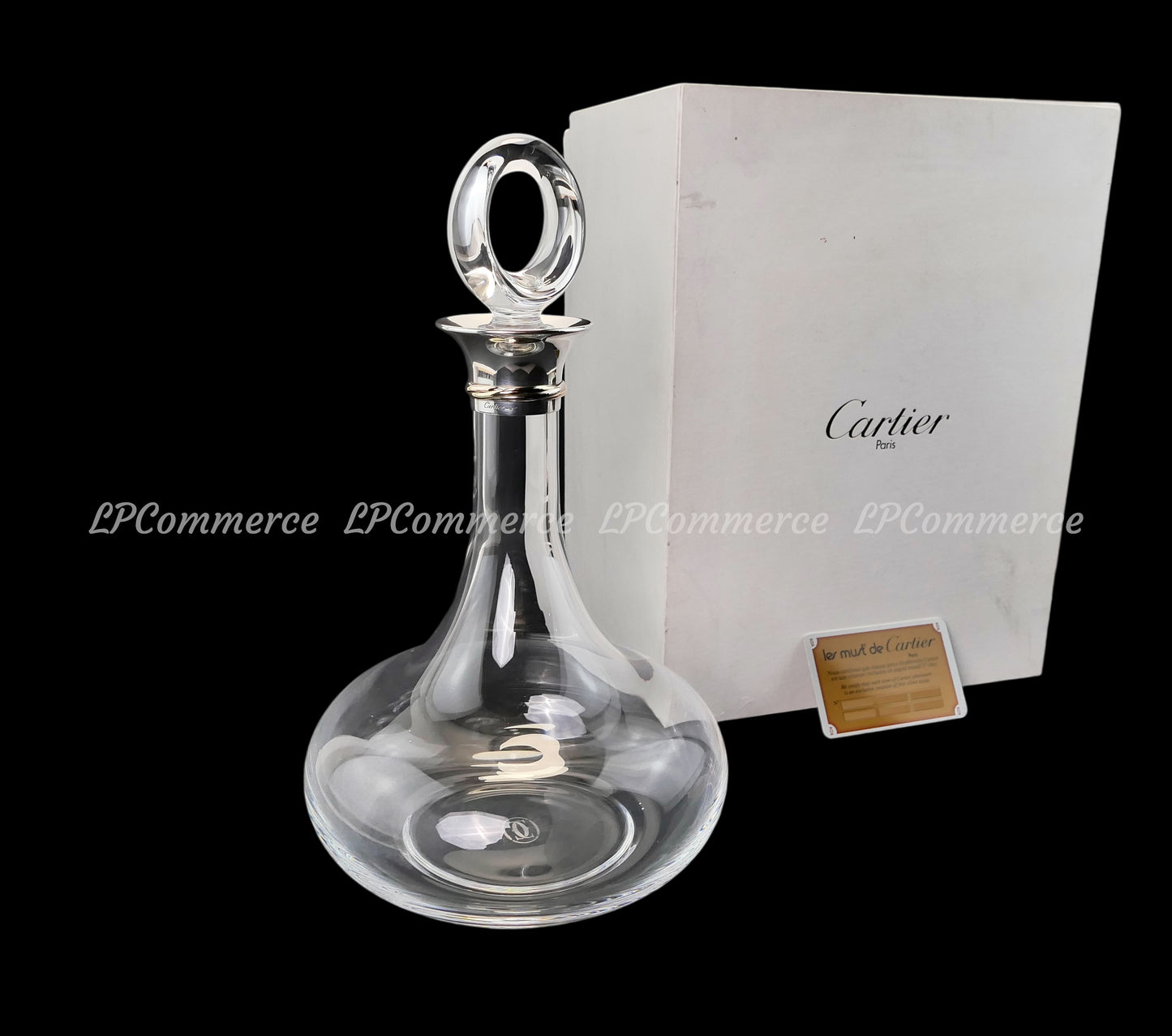 Decanter Cartier Trinity 1989 argento 925 vino wine vintage crystal box garanzia