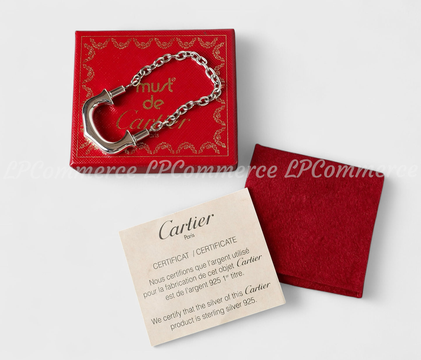 Portachiavi Cartier C Argento 925 NOS silver Keychain box porte-clés T1220109