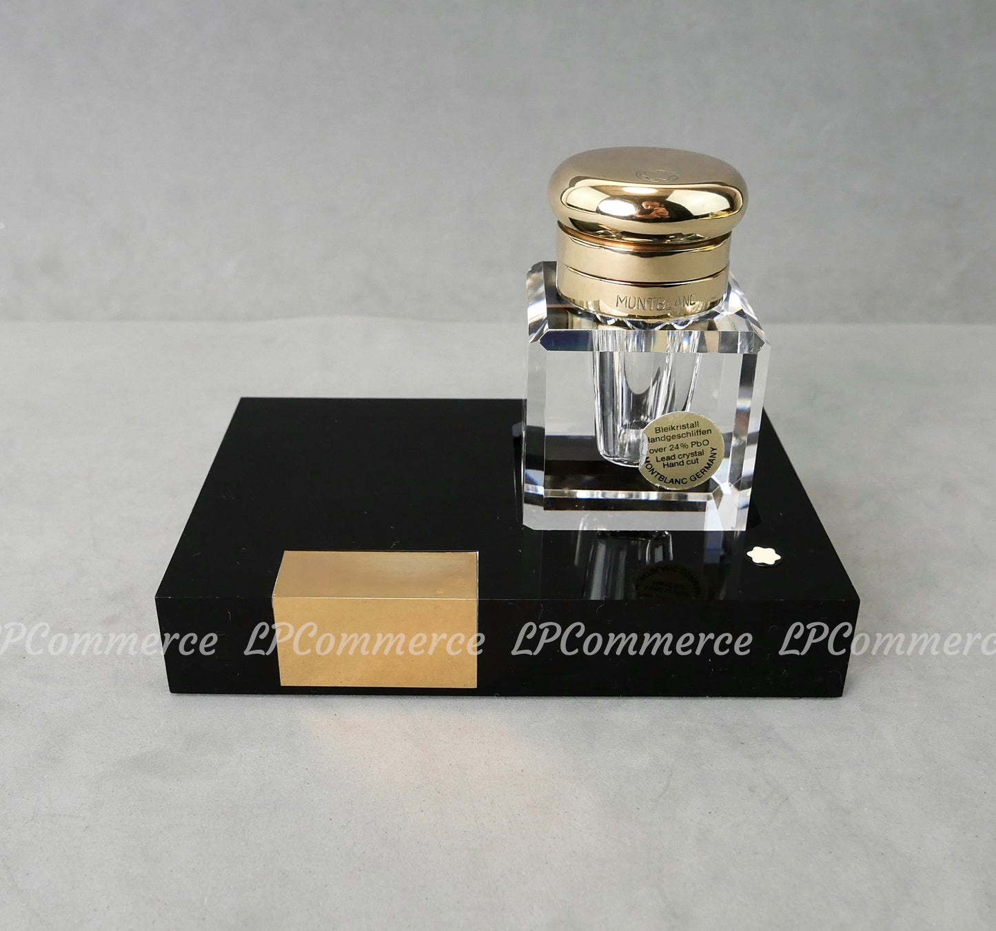Calamaio Montblanc ottone e cristallo con base inkwell vintage fountain pen