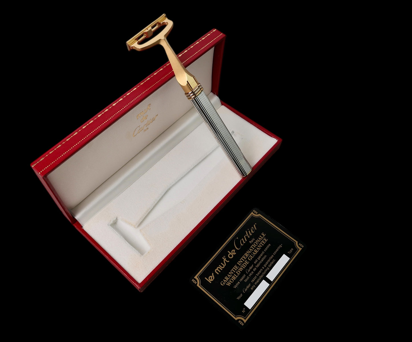 Rasoio da barba Cartier Santos NOS pasha lametta razor box garanzia vintage rare