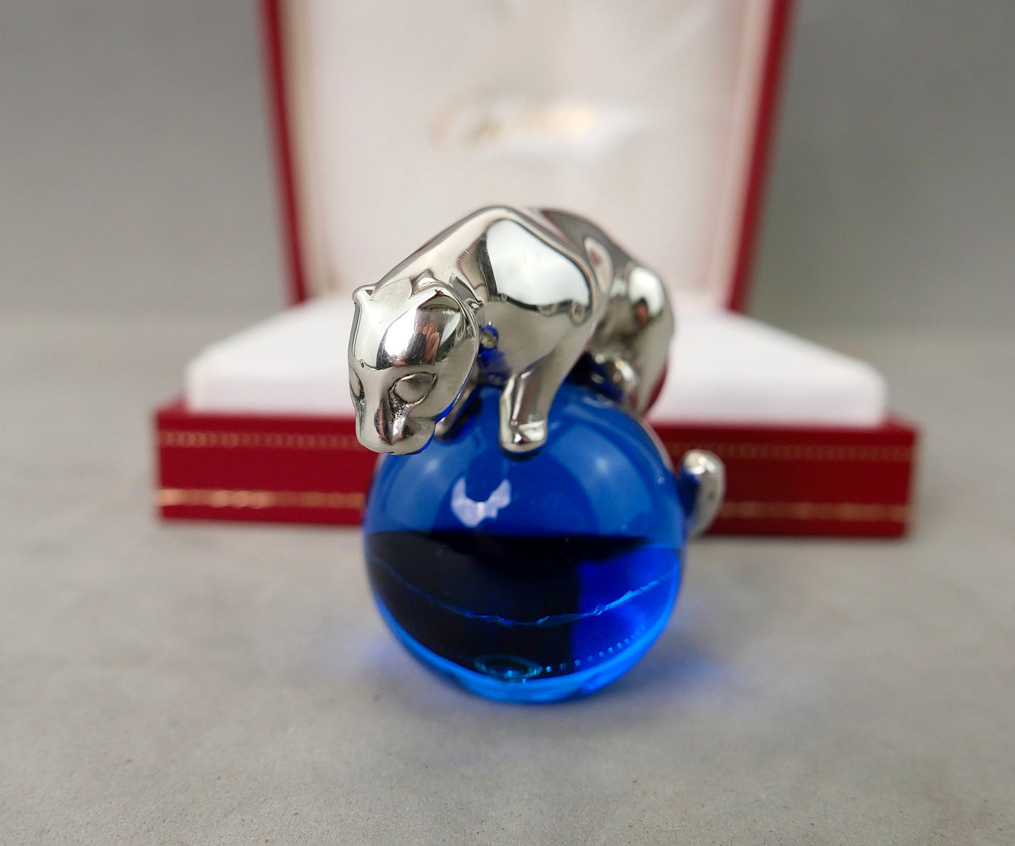 N.3 Fermacarte Cartier Panthere Argento massiccio 925% box 1990 cristallo