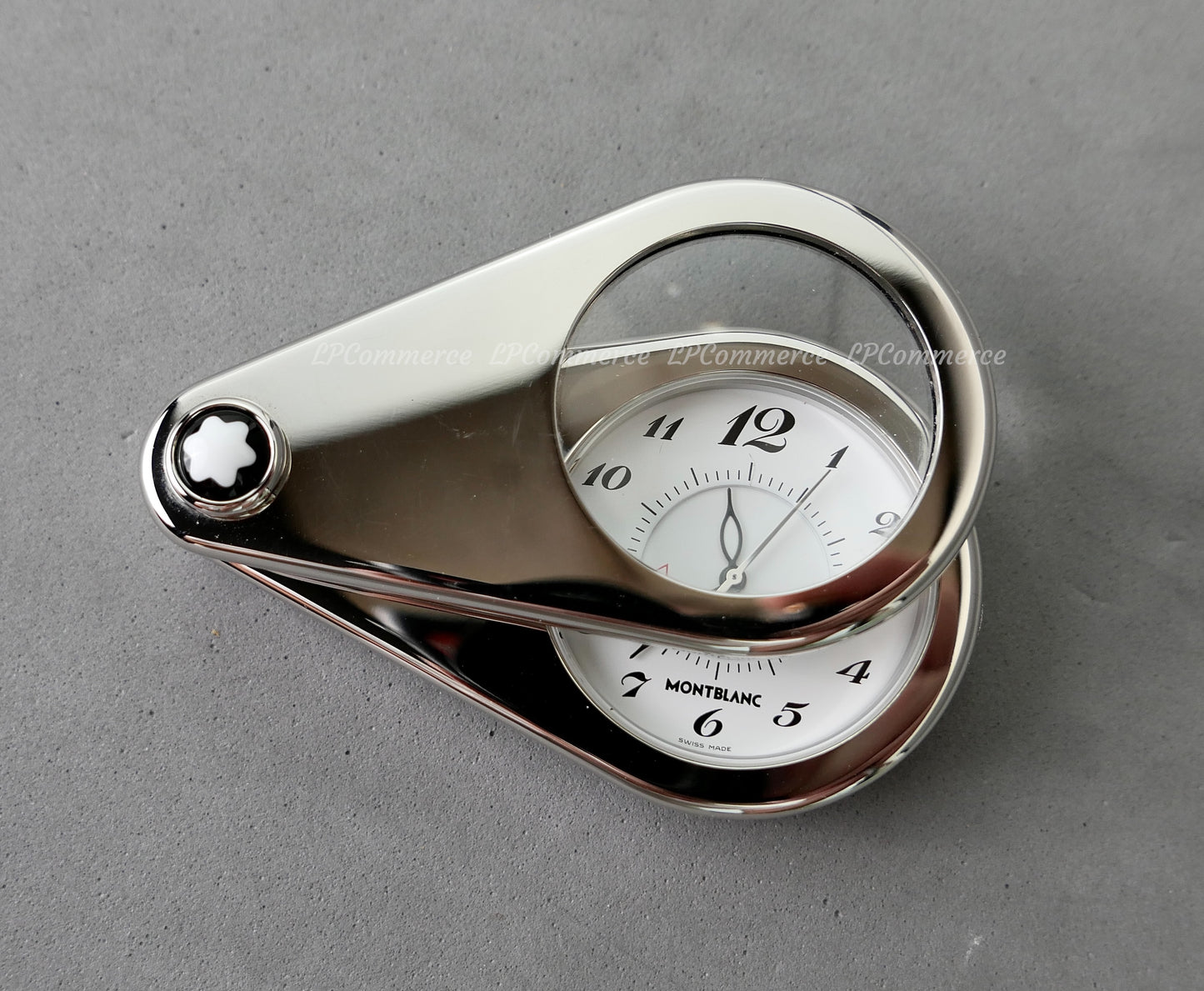 Orologio sveglia Montblanc travel clock alarm quartz watch lente ingrandimento