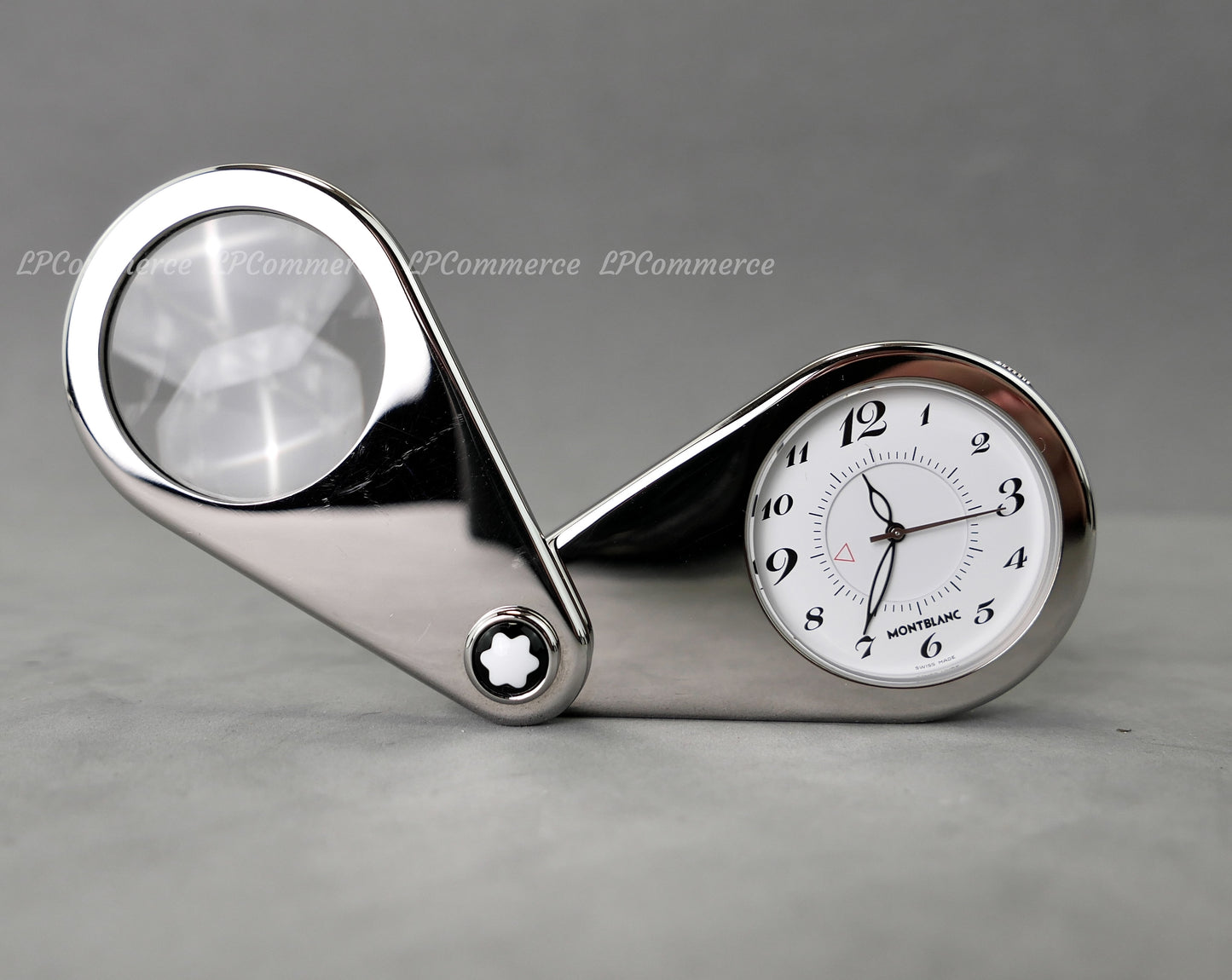 Orologio sveglia Montblanc travel clock alarm quartz watch lente ingrandimento