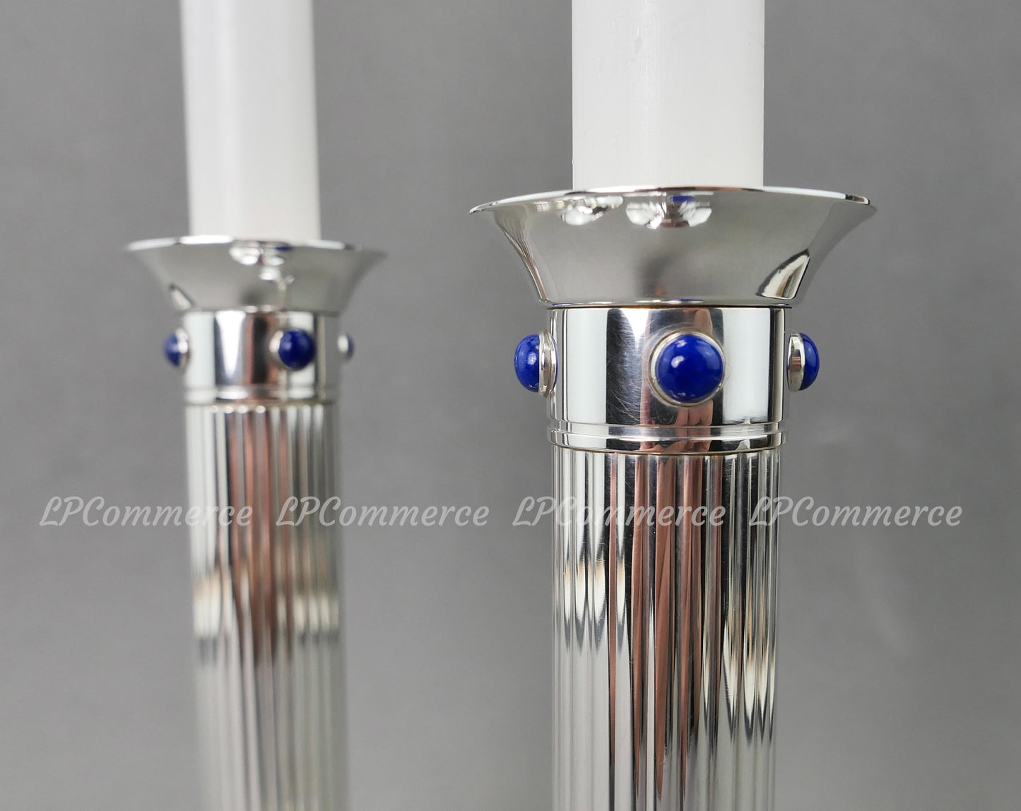 N. 2 candelabro cartier Lapis candle holder candeliere