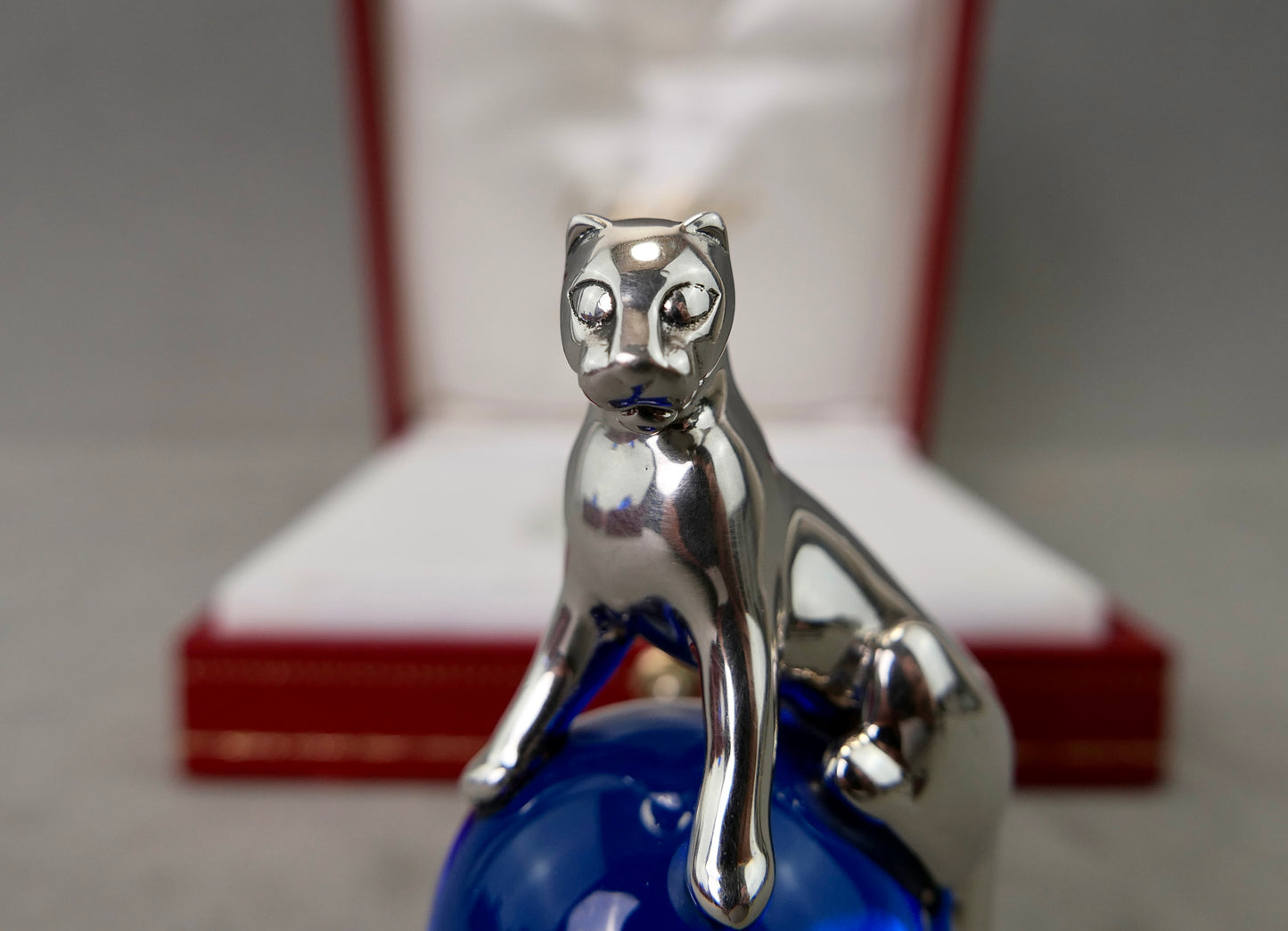 N.3 Fermacarte Cartier Panthere Argento massiccio 925% box 1990 cristallo