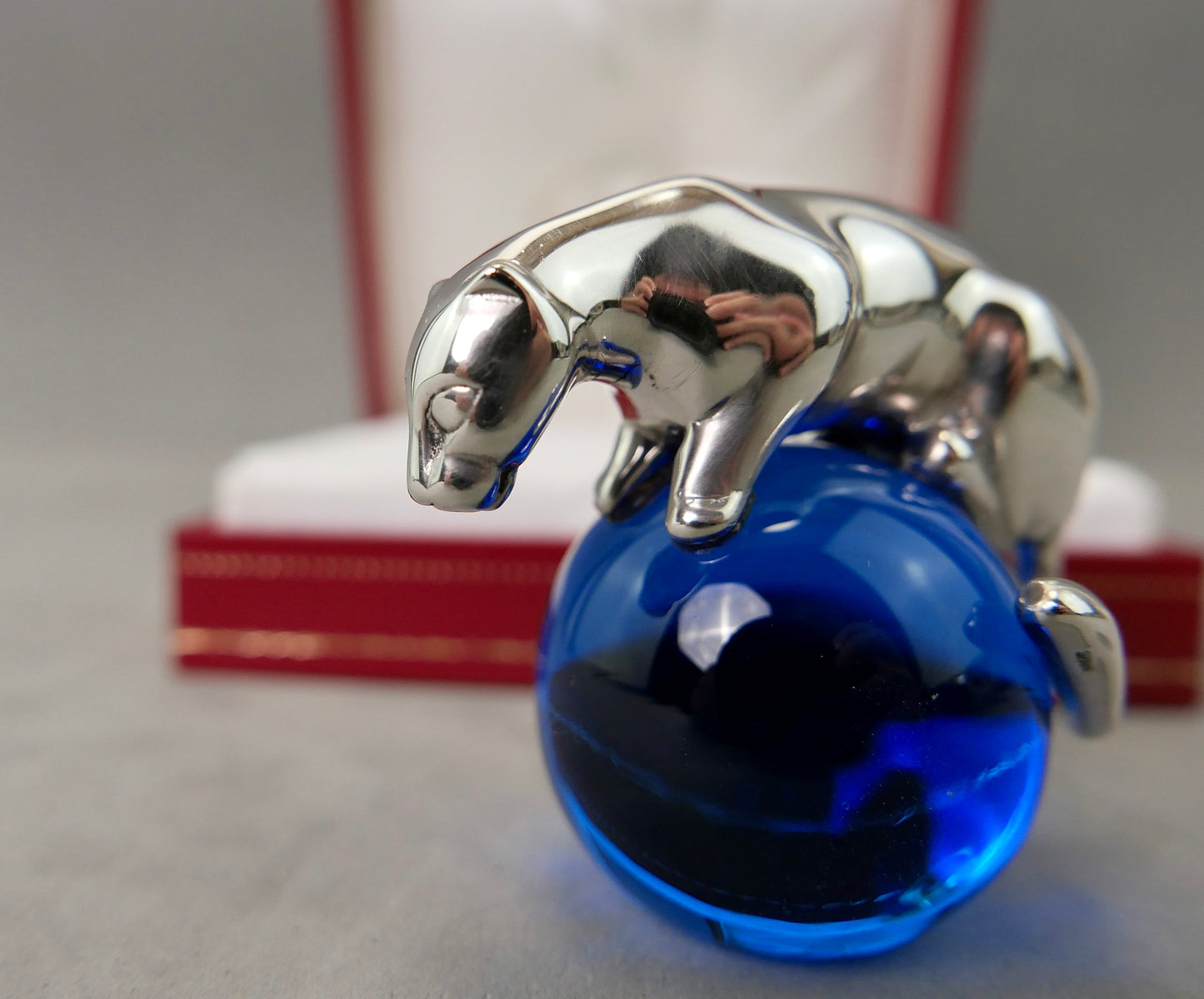 N.3 Fermacarte Cartier Panthere Argento massiccio 925% box 1990 cristallo