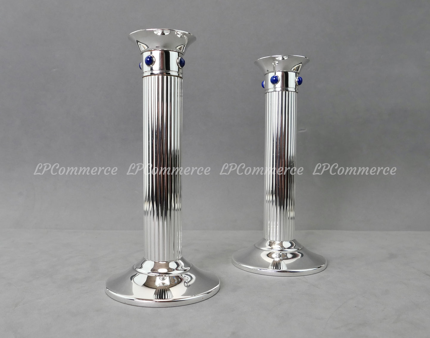 N. 2 candelabro cartier Lapis candle holder candeliere