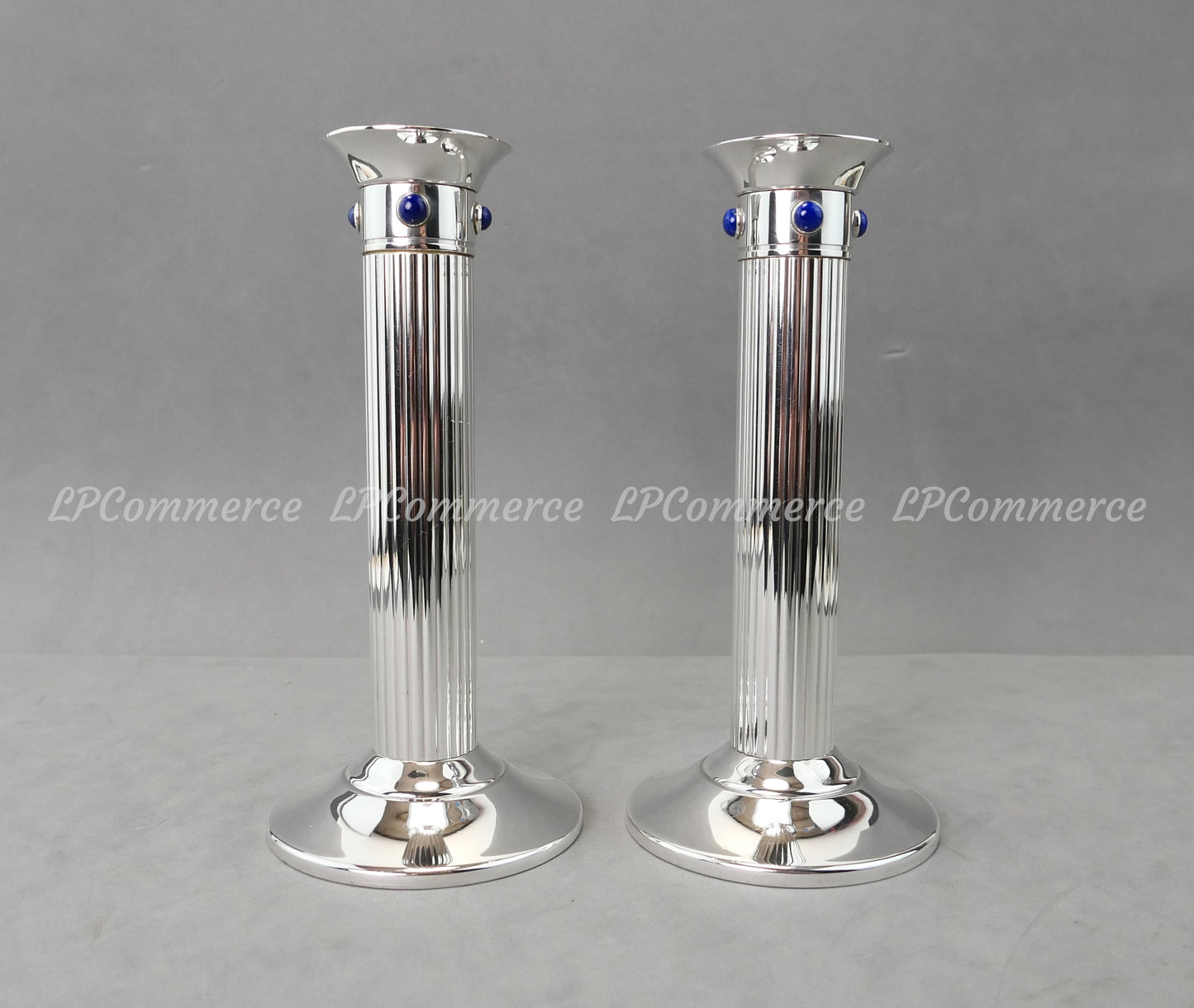 N. 2 candelabro cartier Lapis candle holder candeliere