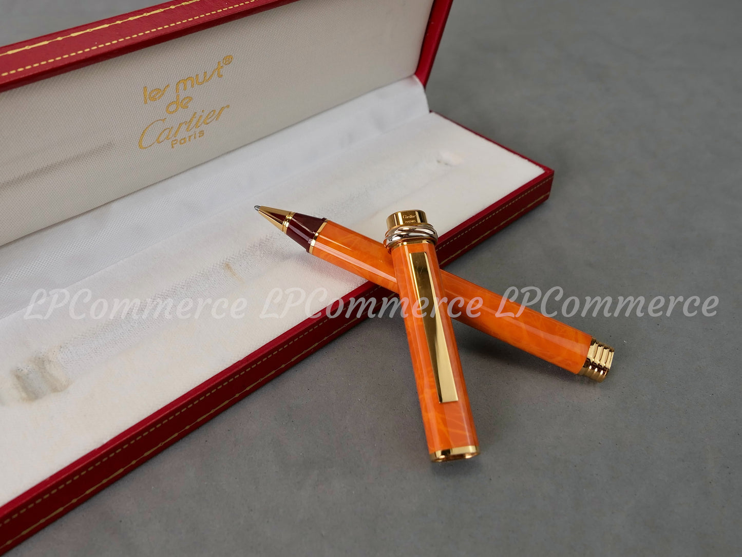 Penna sfera  Cartier Vendome Orange NOS Trinity Santos pen Ballpoint lacquer