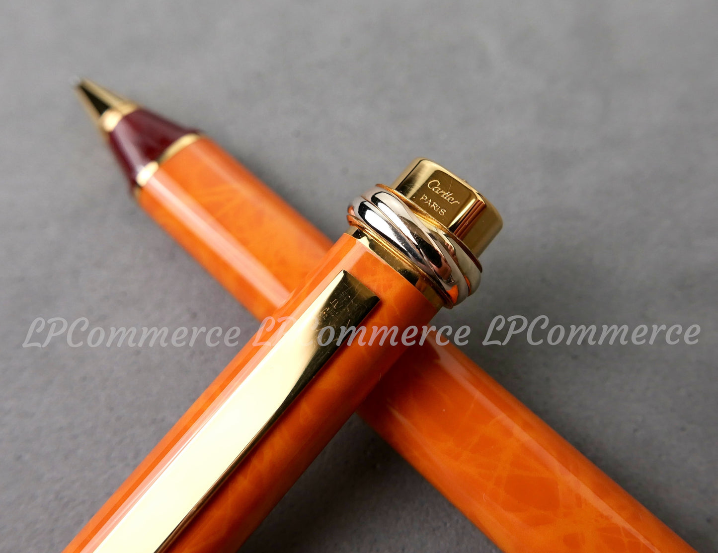 Penna sfera  Cartier Vendome Orange NOS Trinity Santos pen Ballpoint lacquer