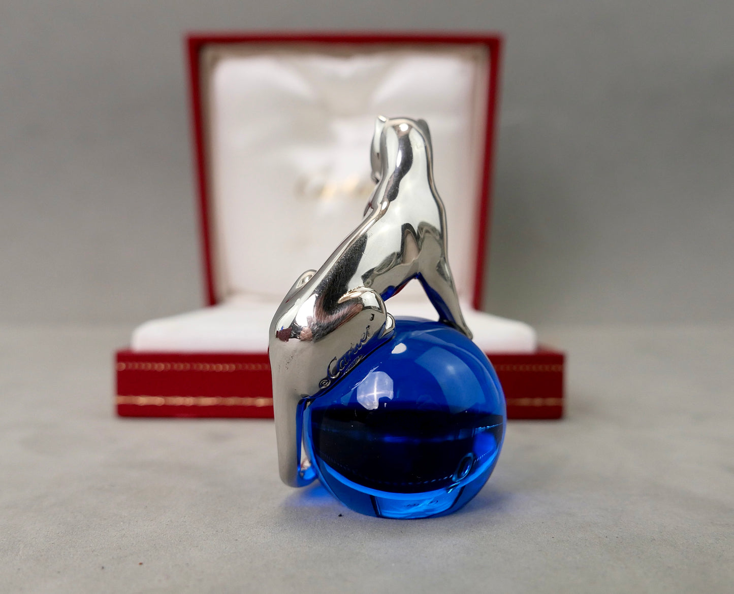 N.3 Fermacarte Cartier Panthere Argento massiccio 925% box 1990 cristallo