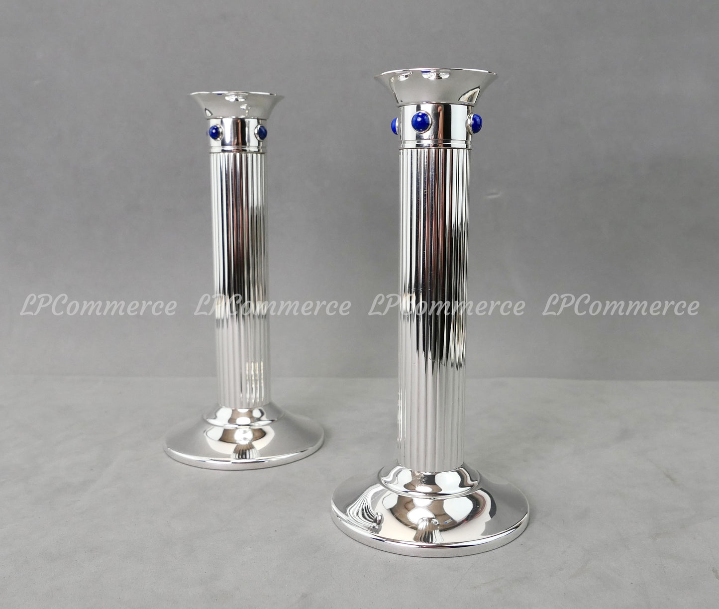N. 2 candelabro cartier Lapis candle holder candeliere