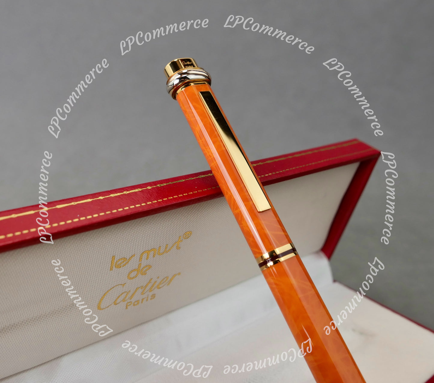Penna sfera  Cartier Vendome Orange NOS Trinity Santos pen Ballpoint lacquer
