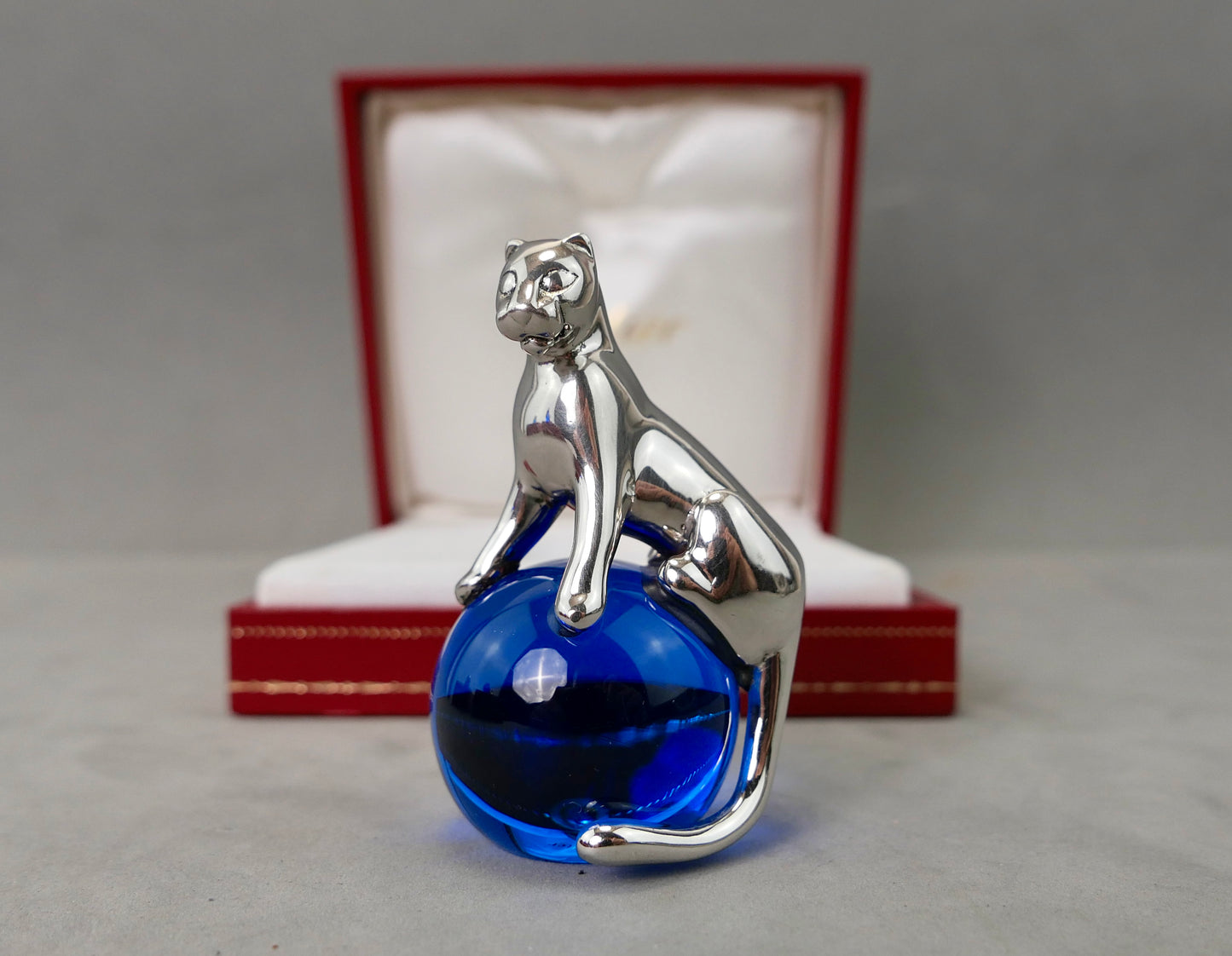 N.3 Fermacarte Cartier Panthere Argento massiccio 925% box 1990 cristallo