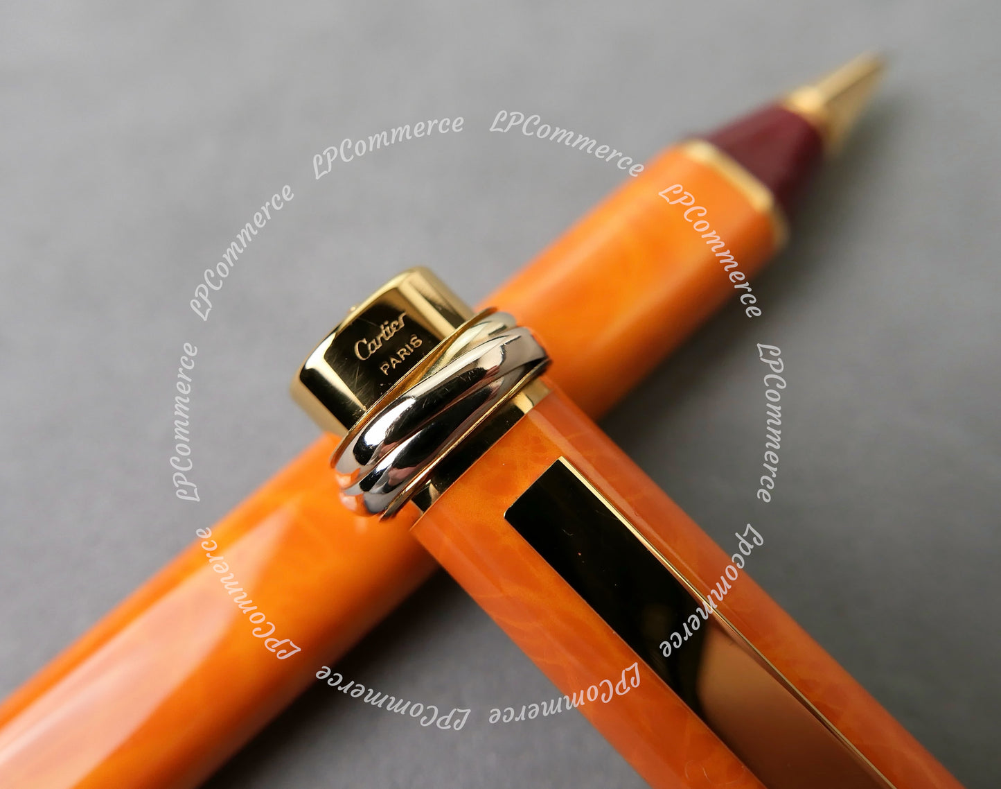 Penna sfera  Cartier Vendome Orange NOS Trinity Santos pen Ballpoint lacquer
