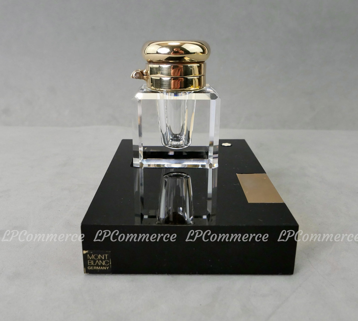 Calamaio Montblanc ottone e cristallo con base inkwell vintage fountain pen