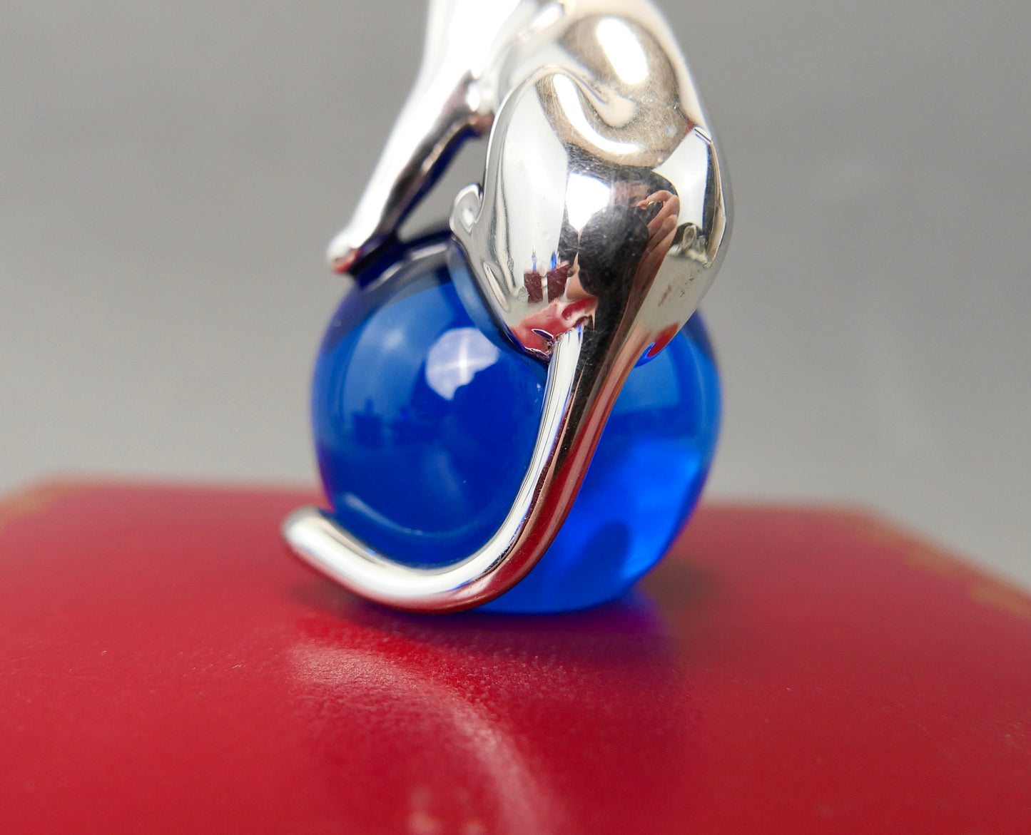 N.3 Fermacarte Cartier Panthere Argento massiccio 925% box 1990 cristallo