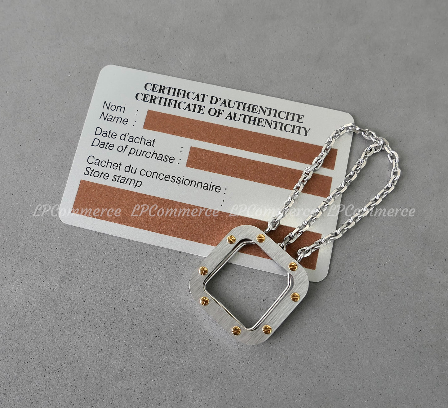 Portachiavi Cartier Santos NOS vintage design fare box garanzia Keychain