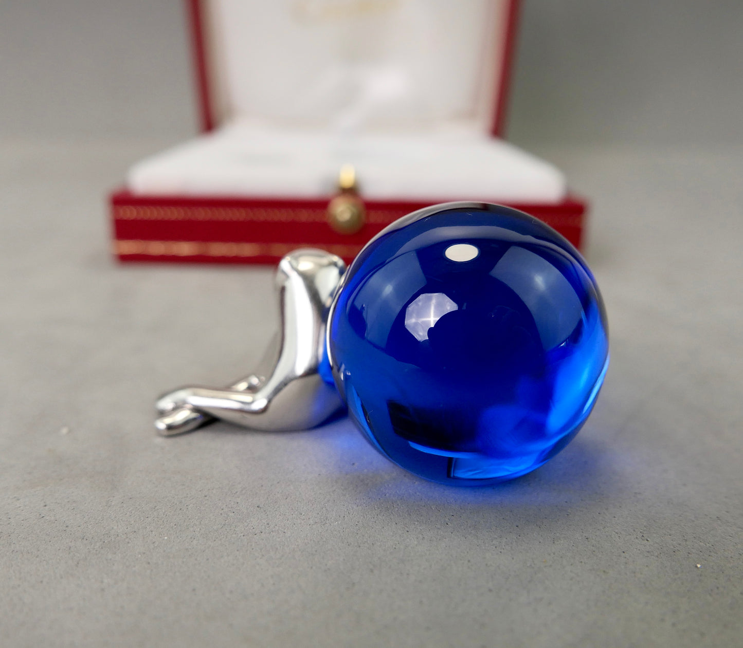 N.3 Fermacarte Cartier Panthere Argento massiccio 925% box 1990 cristallo