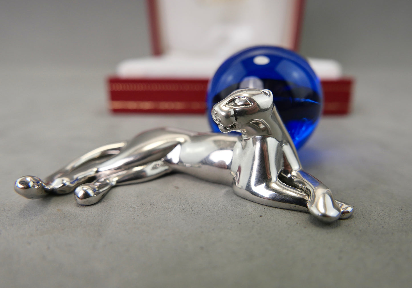 N.3 Fermacarte Cartier Panthere Argento massiccio 925% box 1990 cristallo