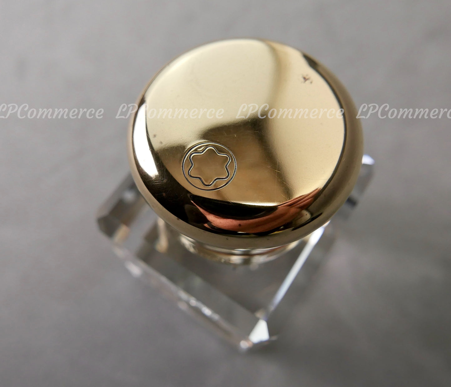 Calamaio Montblanc ottone e cristallo con base inkwell vintage fountain pen