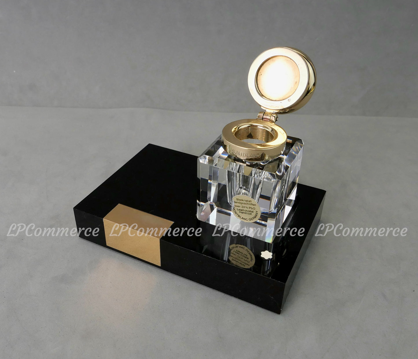 Calamaio Montblanc ottone e cristallo con base inkwell vintage fountain pen