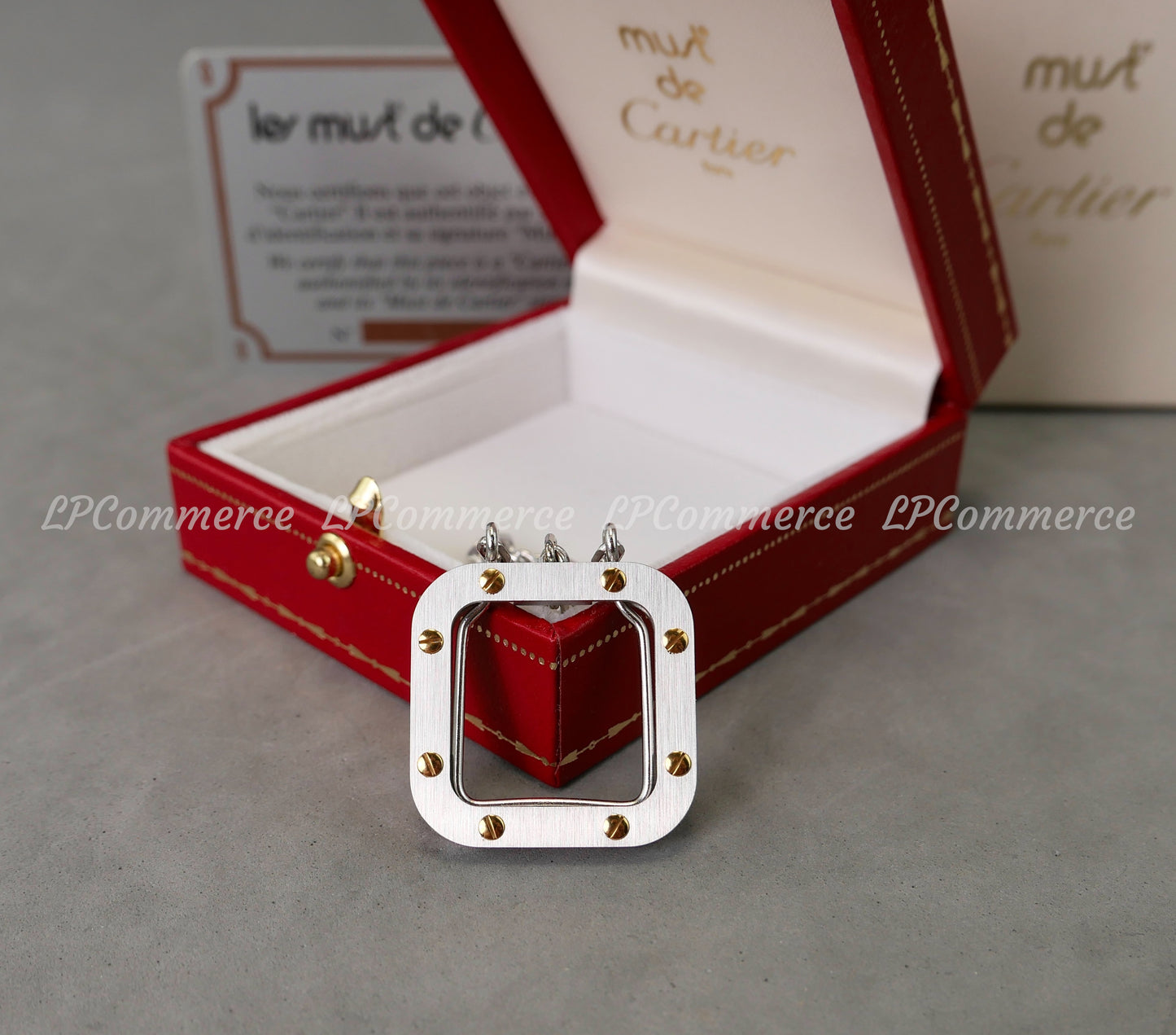 Portachiavi Cartier Santos NOS vintage design fare box garanzia Keychain