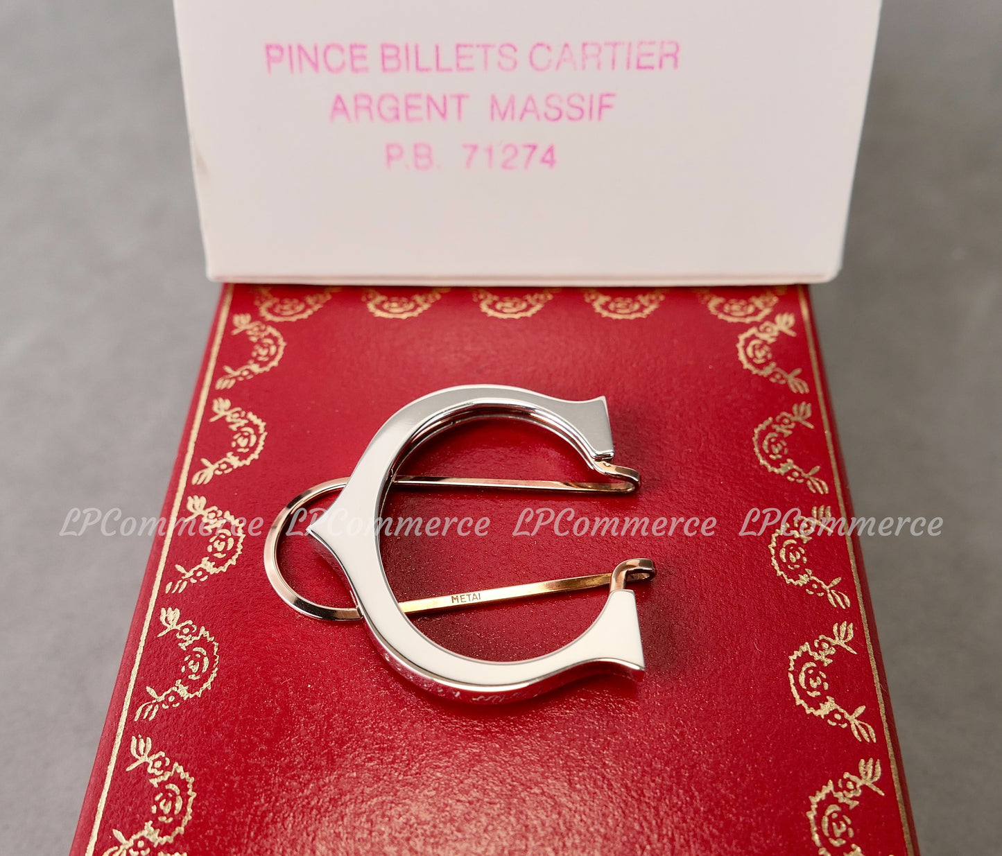 Fermasoldi Cartier NOS Argento massiccio 925% money clip Santos pince billets