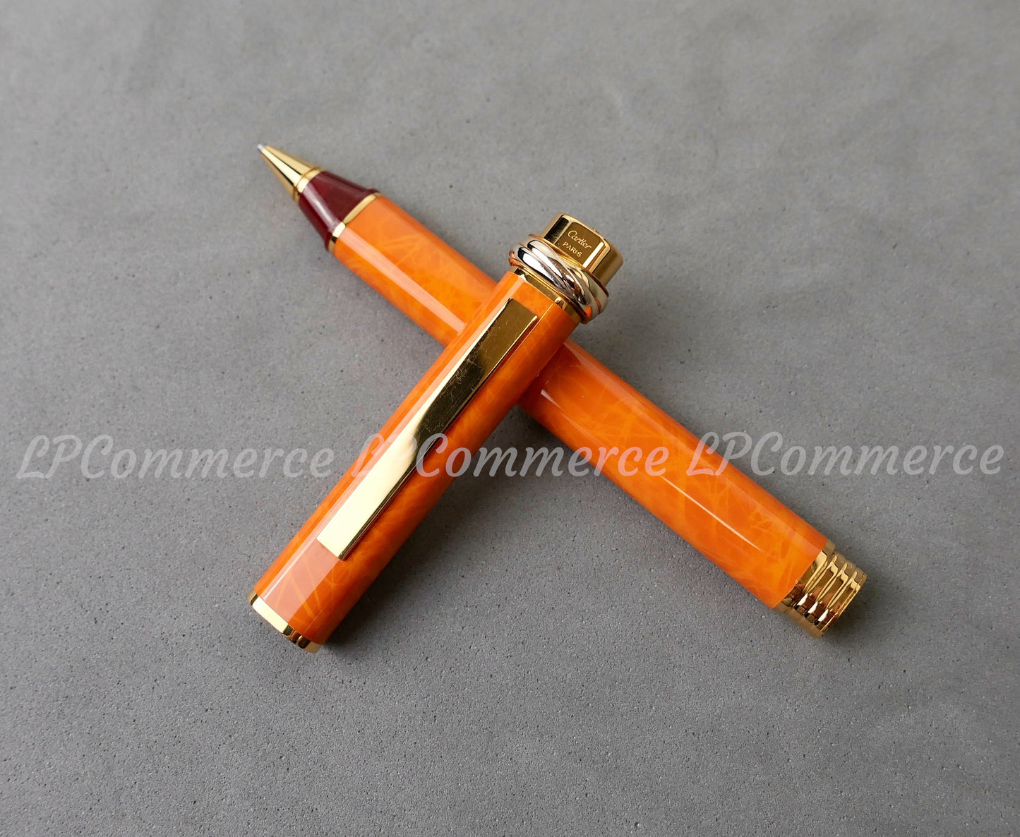 Penna sfera  Cartier Vendome Orange NOS Trinity Santos pen Ballpoint lacquer