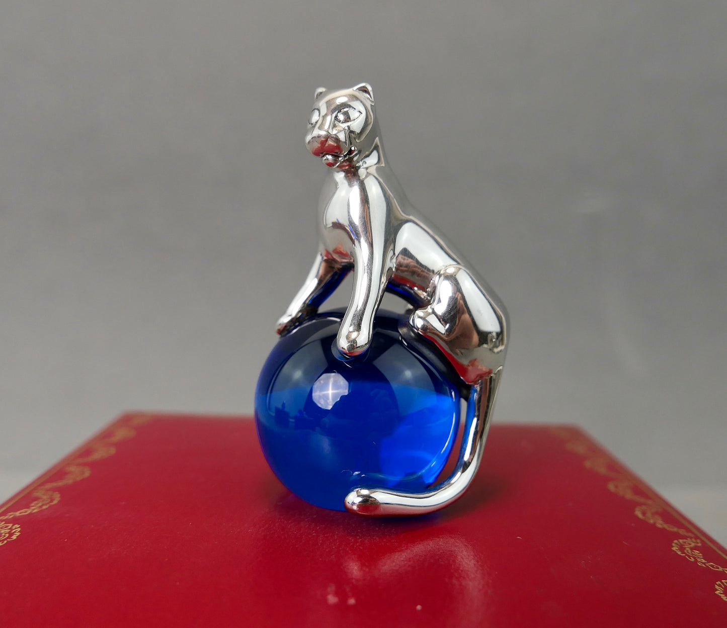 N.3 Fermacarte Cartier Panthere Argento massiccio 925% box 1990 cristallo