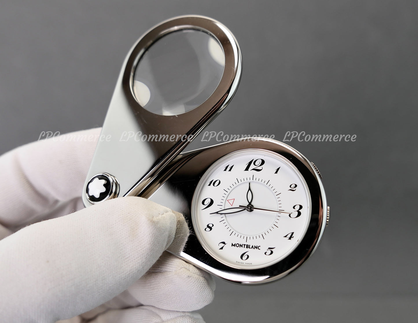 Orologio sveglia Montblanc travel clock alarm quartz watch lente ingrandimento