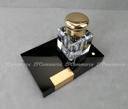 Calamaio Montblanc ottone e cristallo con base inkwell vintage fountain pen