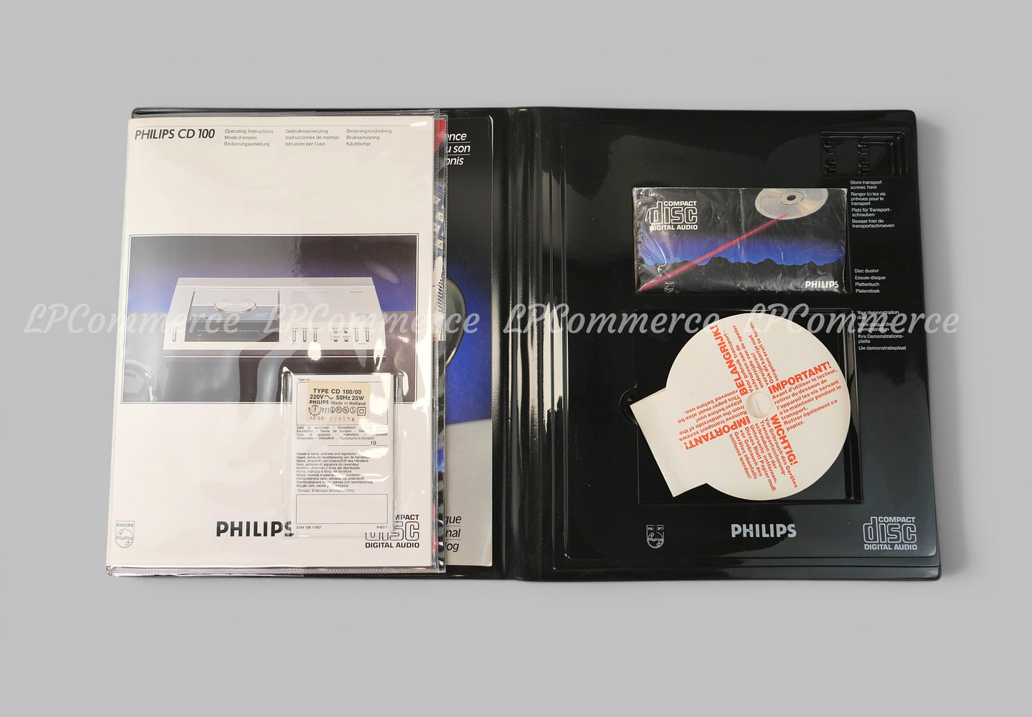 Compact Disc Philips CD100 full set funzionante box istruzioni lettore cd design