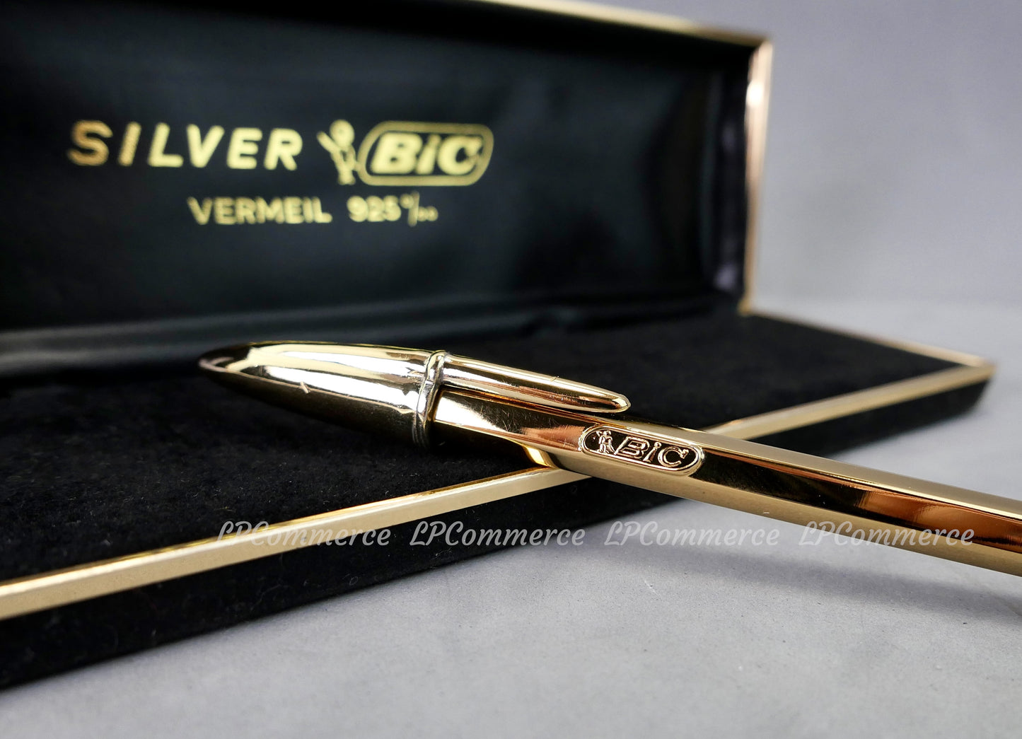 Penna Bic Argento Massiccio 925% GOLD Ballpoint silver solid box vintage design