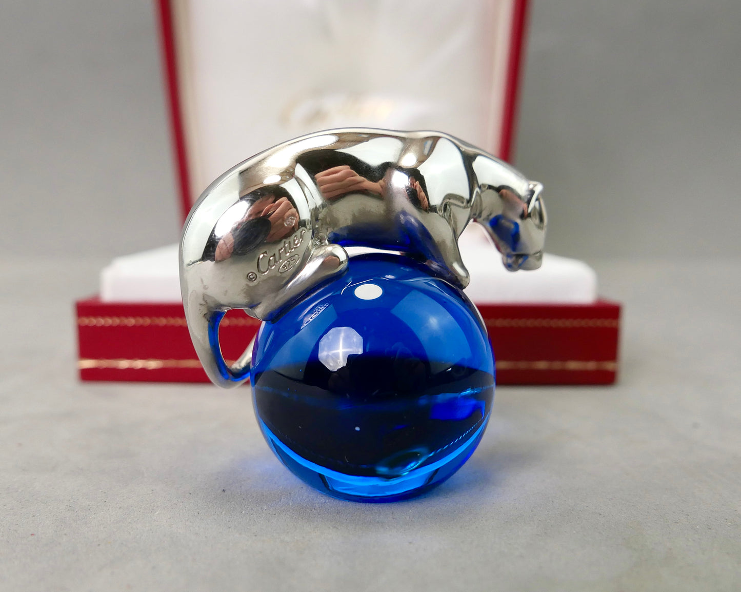 N.3 Fermacarte Cartier Panthere Argento massiccio 925% box 1990 cristallo