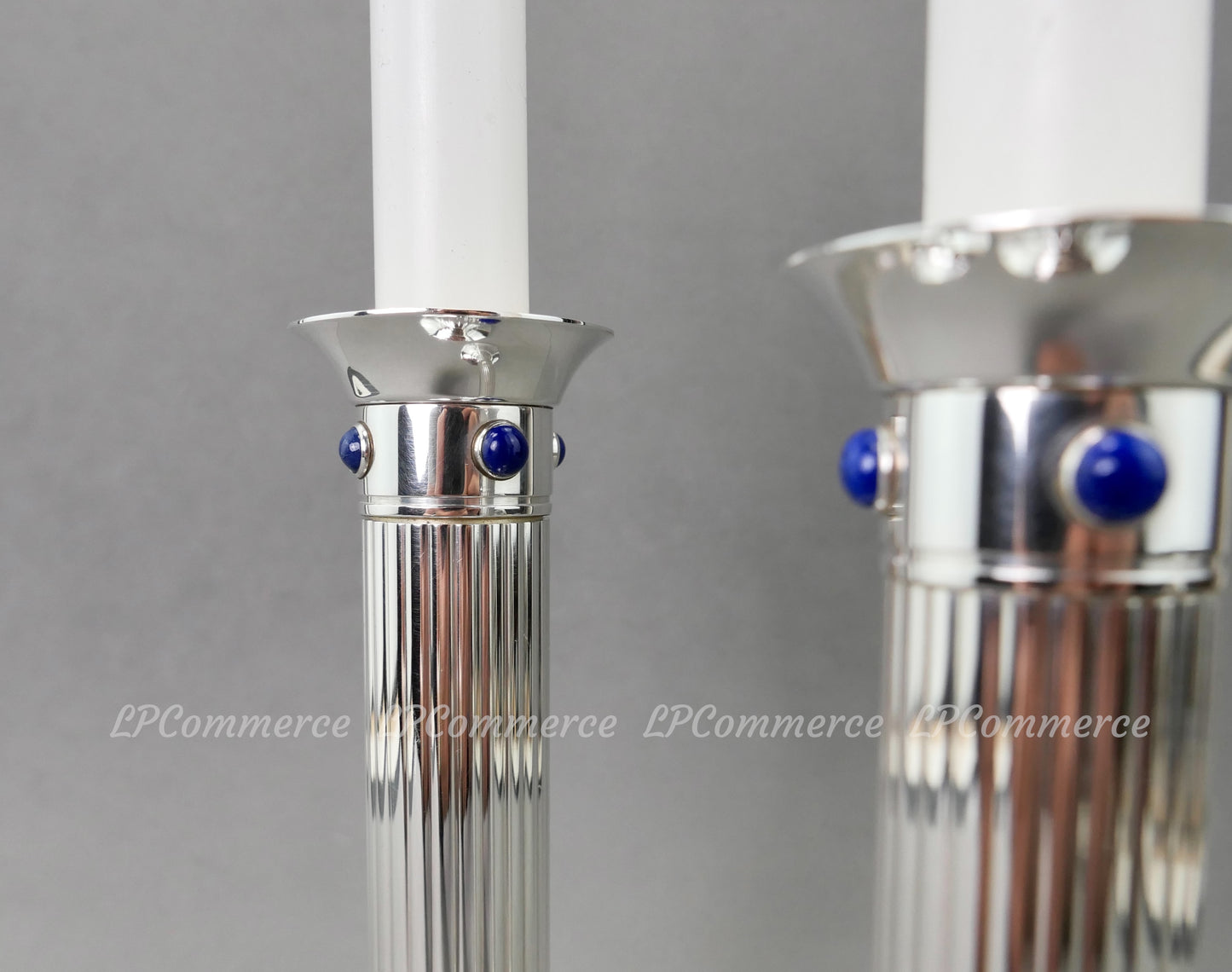 N. 2 candelabro cartier Lapis candle holder candeliere