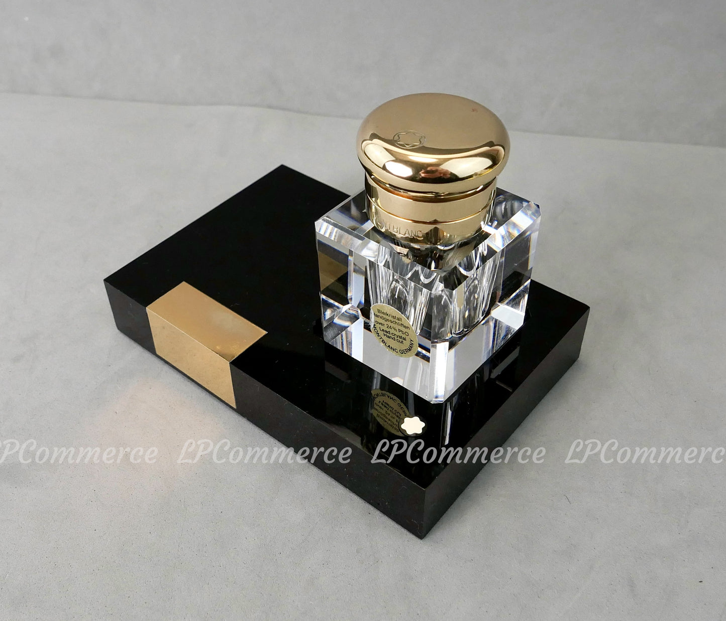 Calamaio Montblanc ottone e cristallo con base inkwell vintage fountain pen