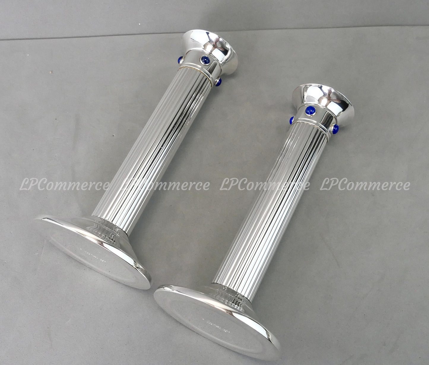 N. 2 candelabro cartier Lapis candle holder candeliere