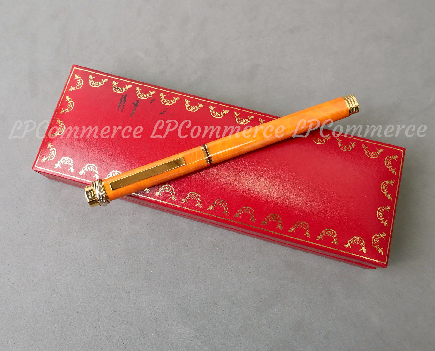 Penna sfera  Cartier Vendome Orange NOS Trinity Santos pen Ballpoint lacquer