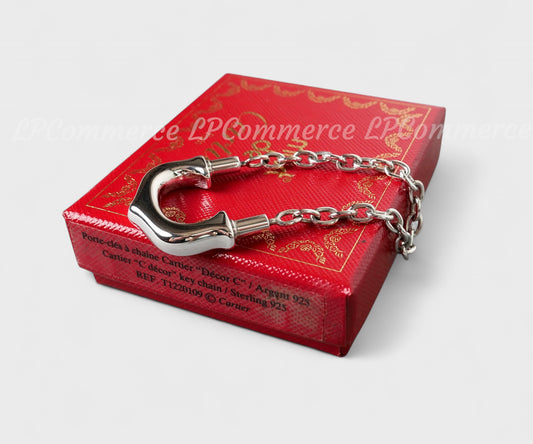 Portachiavi Cartier C Argento 925 NOS silver Keychain box porte-clés T1220109