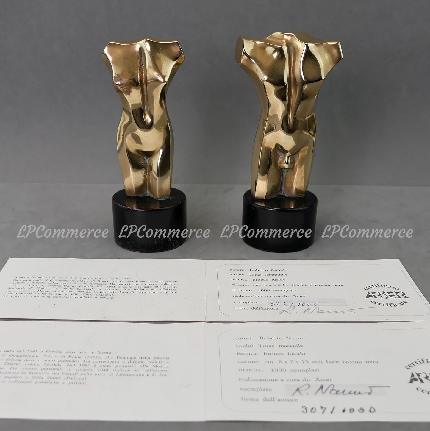 N. 2 Scultura Roberto Nanut 1000 esemplari Torso femminile e maschile bronzo