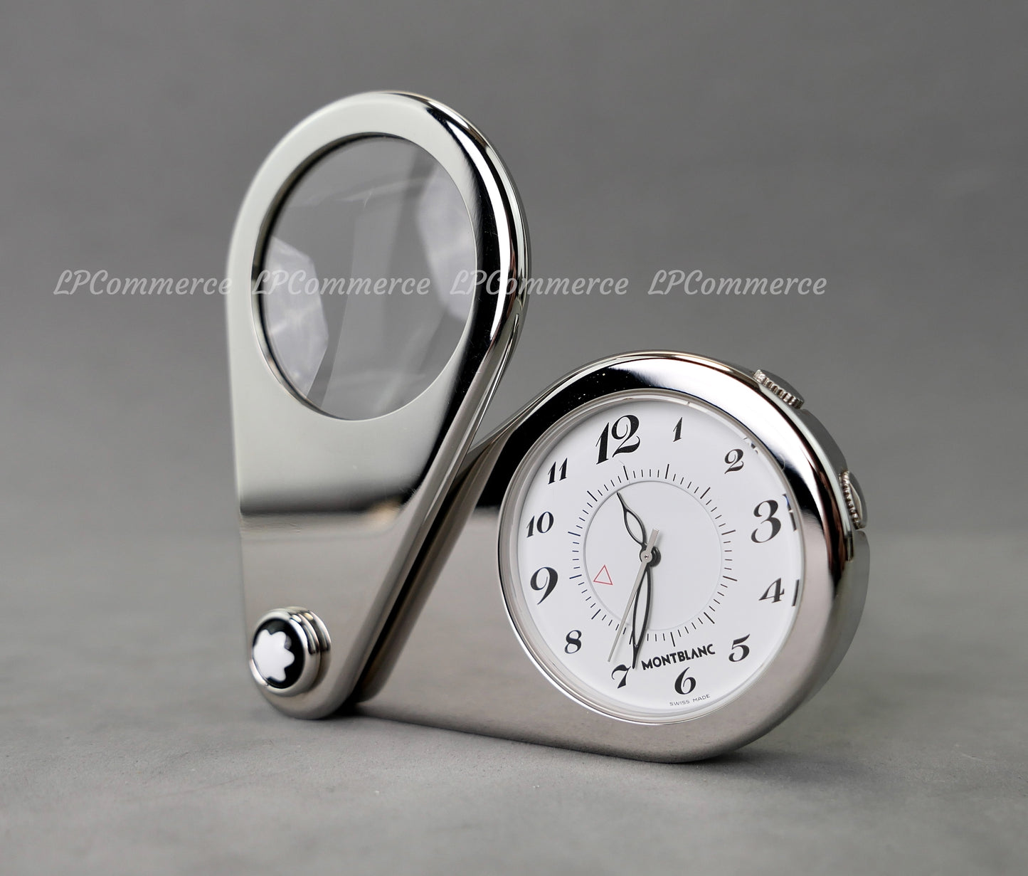 Orologio sveglia Montblanc travel clock alarm quartz watch lente ingrandimento