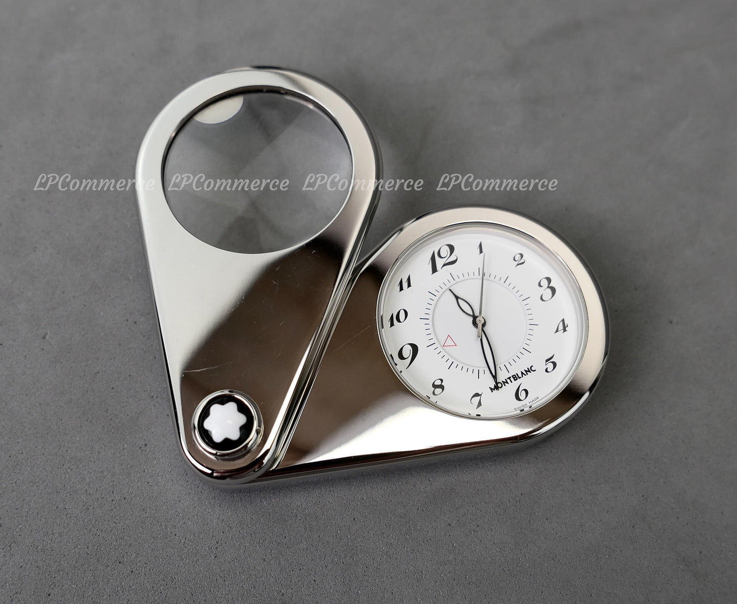 Orologio sveglia Montblanc travel clock alarm quartz watch lente ingrandimento