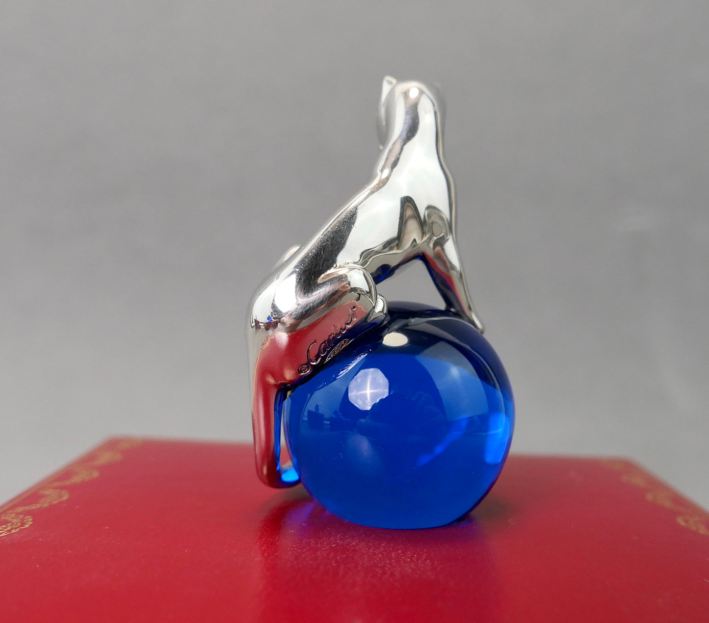 N.3 Fermacarte Cartier Panthere Argento massiccio 925% box 1990 cristallo