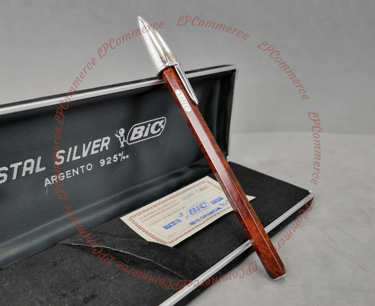 Penna Bic vintage Radica Argento Massiccio 925% Ballpoint silver solid box