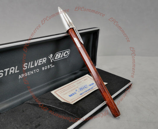 Penna Bic vintage Radica Argento Massiccio 925% Ballpoint silver solid box