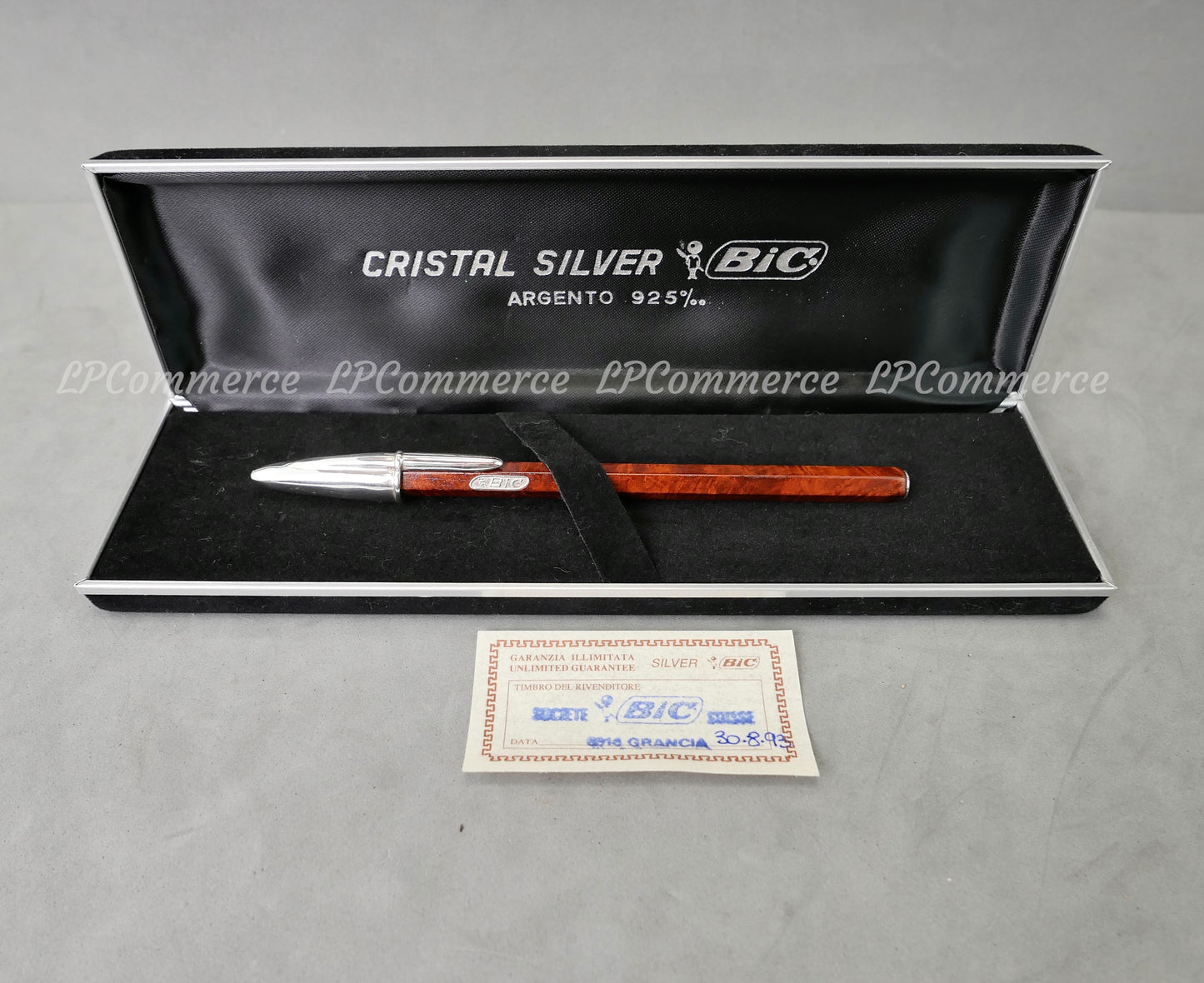 Penna Bic vintage Radica Argento Massiccio 925% Ballpoint silver solid box