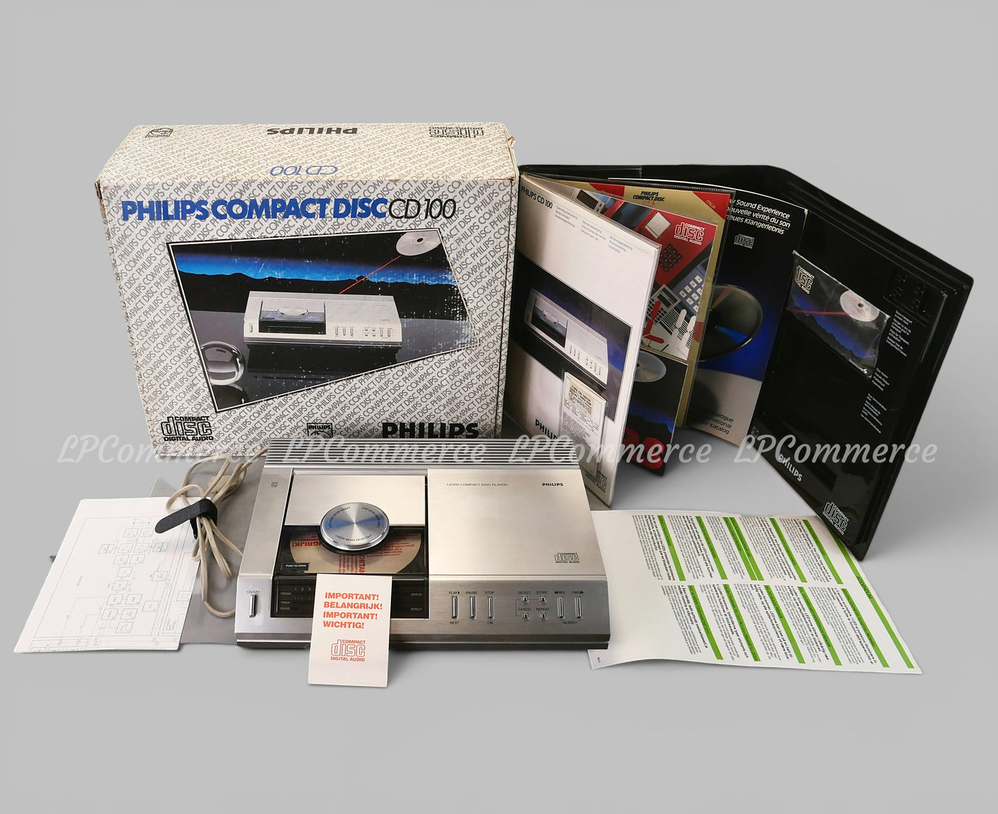 Compact Disc Philips CD100 full set funzionante box istruzioni lettore cd design