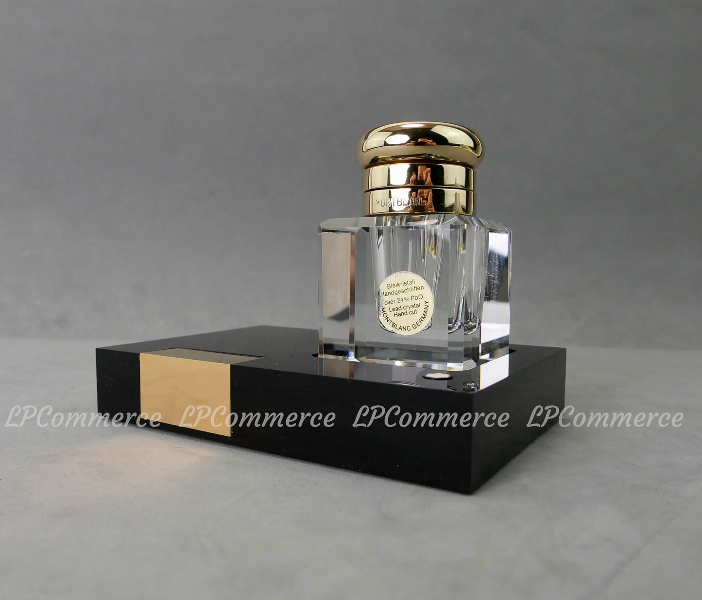Calamaio Montblanc ottone e cristallo con base inkwell vintage fountain pen